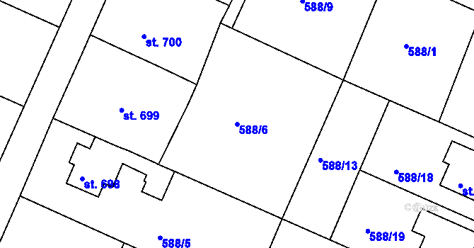 Parcela st. 588/6 v KÚ Broumov, Katastrální mapa
