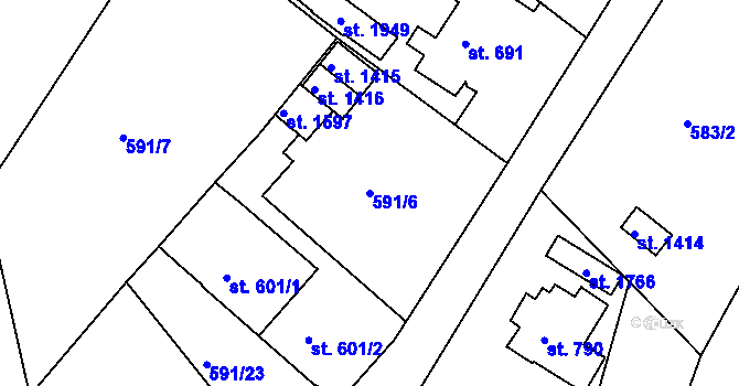 Parcela st. 591/6 v KÚ Broumov, Katastrální mapa