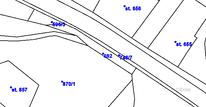 Parcela st. 592 v KÚ Broumov, Katastrální mapa
