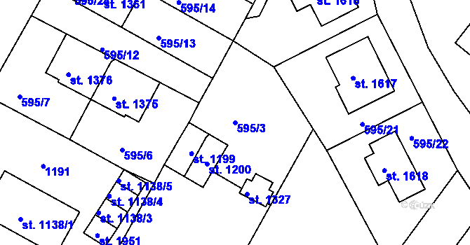 Parcela st. 595/3 v KÚ Broumov, Katastrální mapa