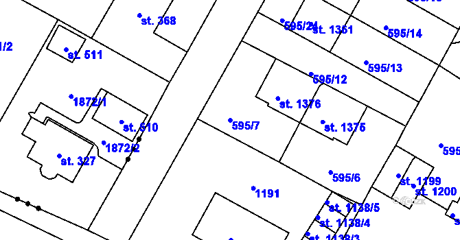 Parcela st. 595/7 v KÚ Broumov, Katastrální mapa