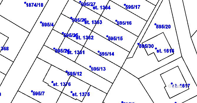 Parcela st. 595/14 v KÚ Broumov, Katastrální mapa