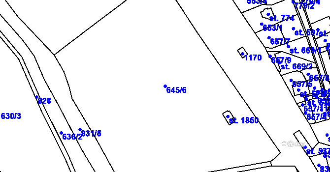 Parcela st. 645/6 v KÚ Broumov, Katastrální mapa