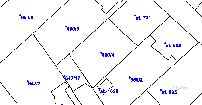 Parcela st. 650/4 v KÚ Broumov, Katastrální mapa