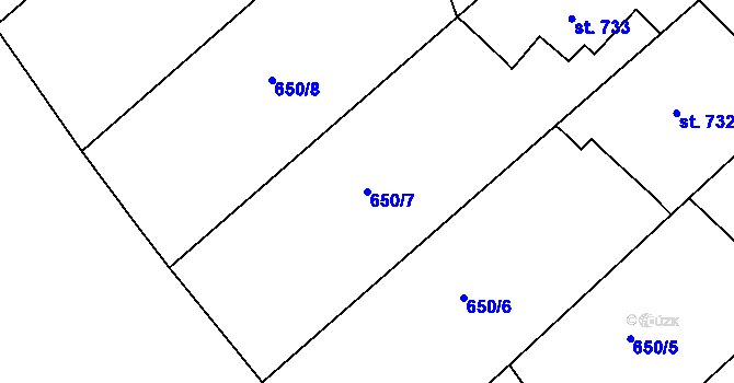 Parcela st. 650/7 v KÚ Broumov, Katastrální mapa