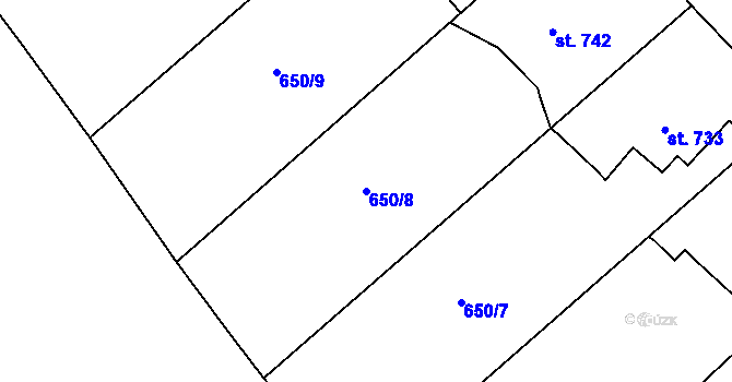 Parcela st. 650/8 v KÚ Broumov, Katastrální mapa