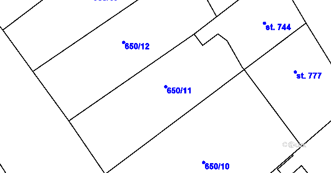 Parcela st. 650/11 v KÚ Broumov, Katastrální mapa