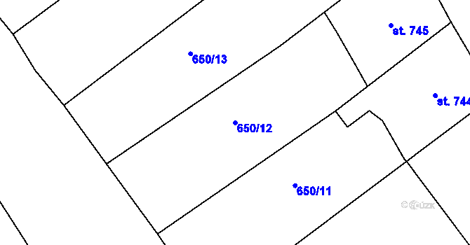 Parcela st. 650/12 v KÚ Broumov, Katastrální mapa