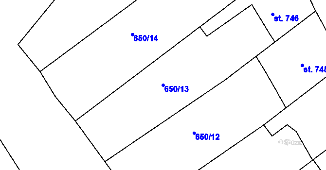 Parcela st. 650/13 v KÚ Broumov, Katastrální mapa