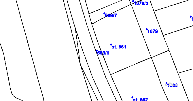 Parcela st. 669/1 v KÚ Broumov, Katastrální mapa