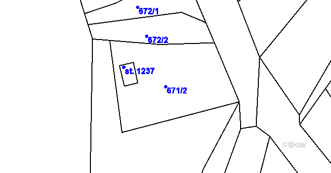 Parcela st. 671/2 v KÚ Broumov, Katastrální mapa