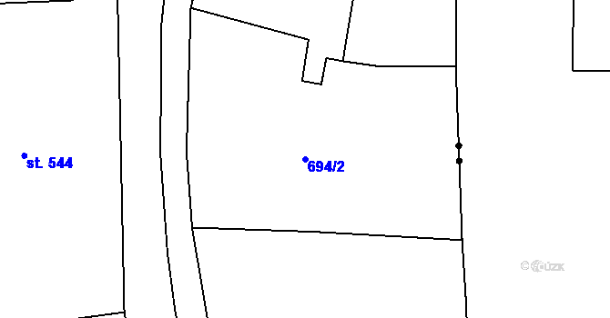 Parcela st. 694/2 v KÚ Broumov, Katastrální mapa