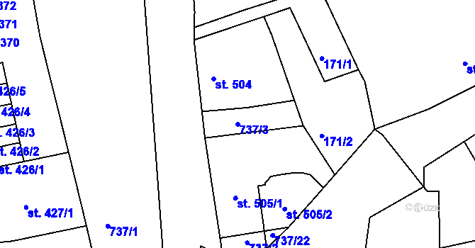 Parcela st. 737/3 v KÚ Broumov, Katastrální mapa