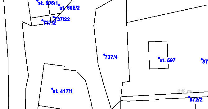 Parcela st. 737/4 v KÚ Broumov, Katastrální mapa