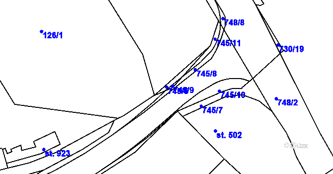 Parcela st. 745/6 v KÚ Broumov, Katastrální mapa