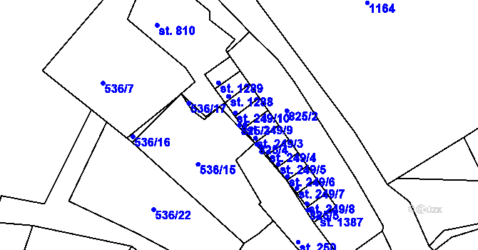 Parcela st. 825/3 v KÚ Broumov, Katastrální mapa