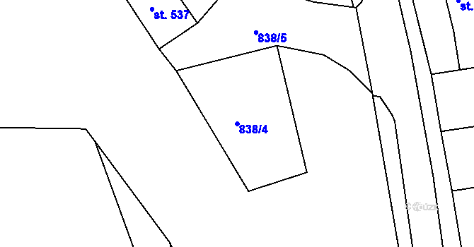 Parcela st. 838/4 v KÚ Broumov, Katastrální mapa
