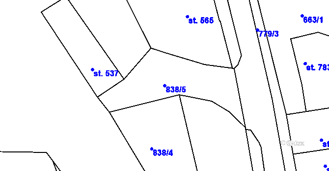 Parcela st. 838/5 v KÚ Broumov, Katastrální mapa