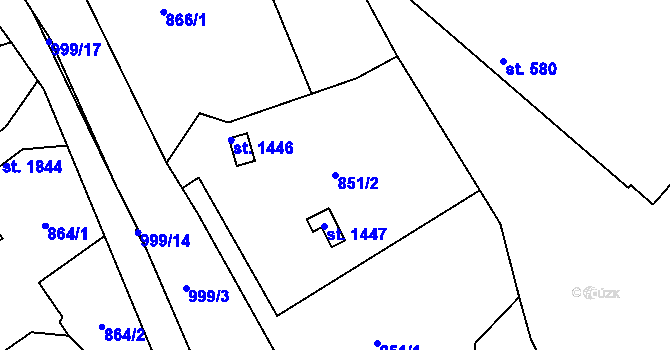 Parcela st. 851/2 v KÚ Broumov, Katastrální mapa