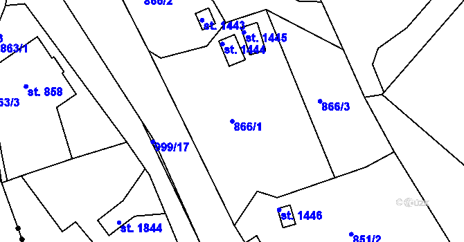 Parcela st. 866/1 v KÚ Broumov, Katastrální mapa