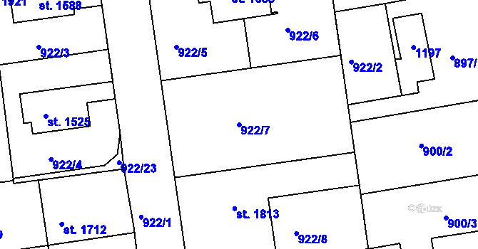 Parcela st. 922/7 v KÚ Broumov, Katastrální mapa