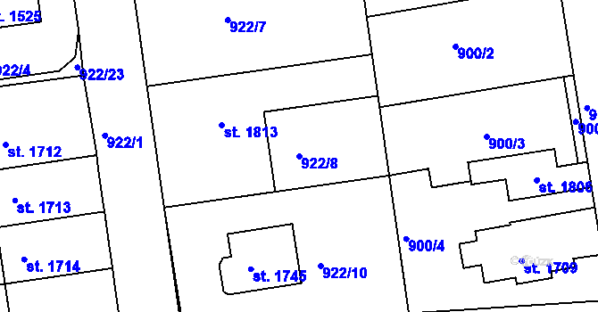 Parcela st. 922/8 v KÚ Broumov, Katastrální mapa