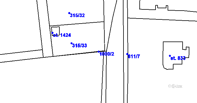 Parcela st. 1000/2 v KÚ Broumov, Katastrální mapa