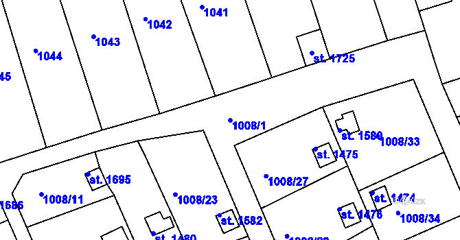 Parcela st. 1008/1 v KÚ Broumov, Katastrální mapa