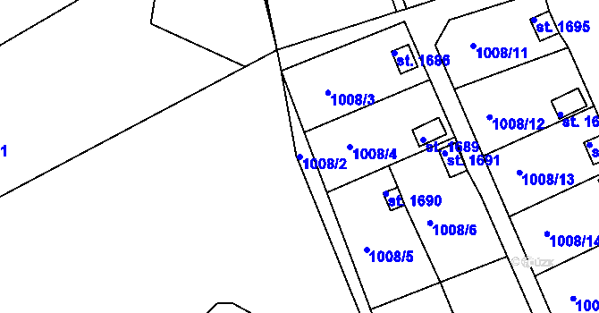 Parcela st. 1008/2 v KÚ Broumov, Katastrální mapa