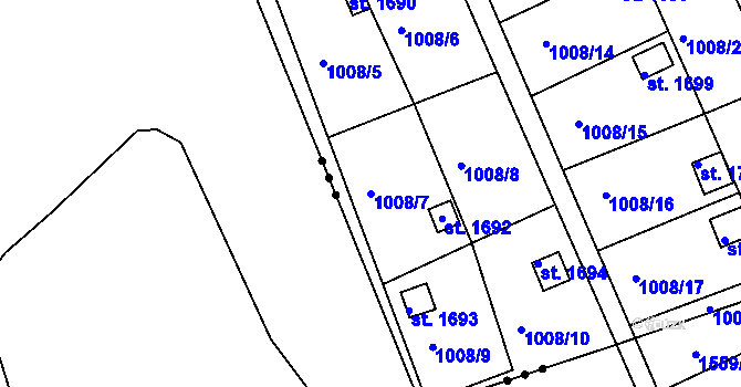 Parcela st. 1008/7 v KÚ Broumov, Katastrální mapa