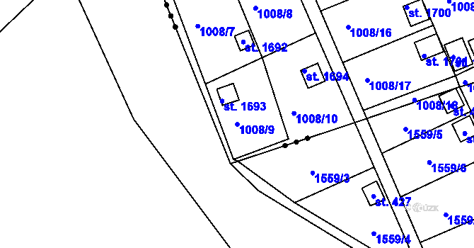 Parcela st. 1008/9 v KÚ Broumov, Katastrální mapa