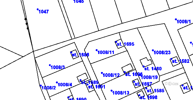Parcela st. 1008/11 v KÚ Broumov, Katastrální mapa