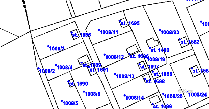 Parcela st. 1008/12 v KÚ Broumov, Katastrální mapa