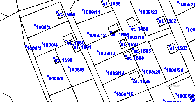Parcela st. 1008/13 v KÚ Broumov, Katastrální mapa