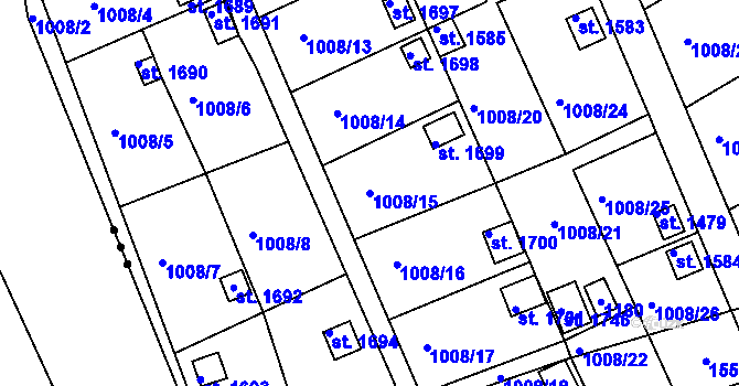 Parcela st. 1008/15 v KÚ Broumov, Katastrální mapa