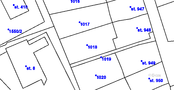 Parcela st. 1018 v KÚ Broumov, Katastrální mapa