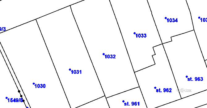 Parcela st. 1032 v KÚ Broumov, Katastrální mapa