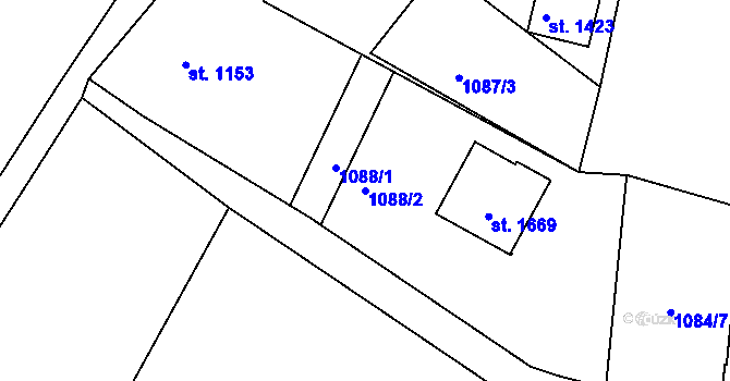 Parcela st. 1088/2 v KÚ Broumov, Katastrální mapa