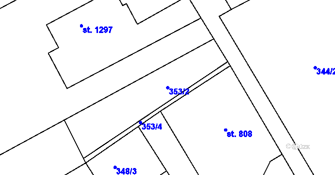 Parcela st. 353/2 v KÚ Broumov, Katastrální mapa