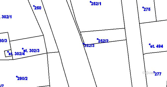 Parcela st. 252/3 v KÚ Broumov, Katastrální mapa