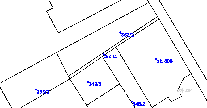 Parcela st. 353/4 v KÚ Broumov, Katastrální mapa