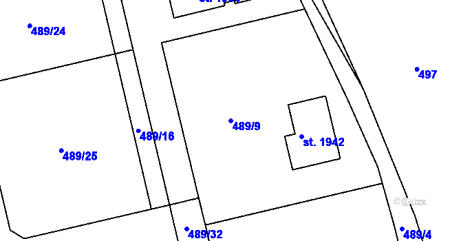 Parcela st. 489/9 v KÚ Broumov, Katastrální mapa