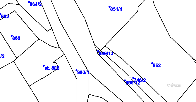 Parcela st. 999/13 v KÚ Broumov, Katastrální mapa