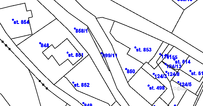 Parcela st. 999/11 v KÚ Broumov, Katastrální mapa