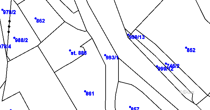 Parcela st. 993/1 v KÚ Broumov, Katastrální mapa