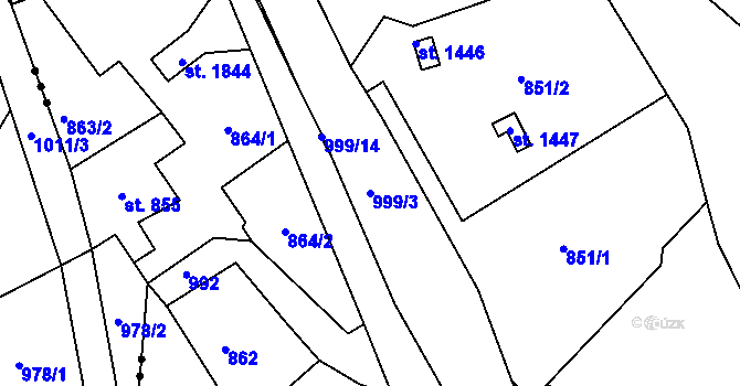 Parcela st. 999/3 v KÚ Broumov, Katastrální mapa