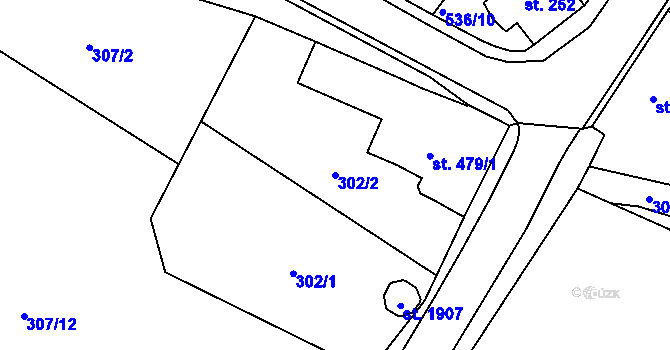 Parcela st. 302/2 v KÚ Broumov, Katastrální mapa