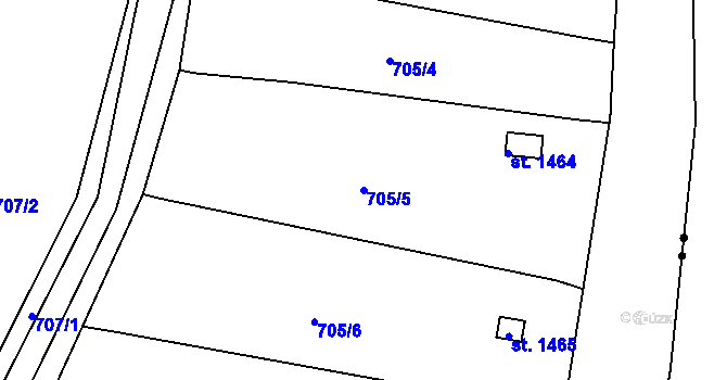 Parcela st. 705/5 v KÚ Broumov, Katastrální mapa