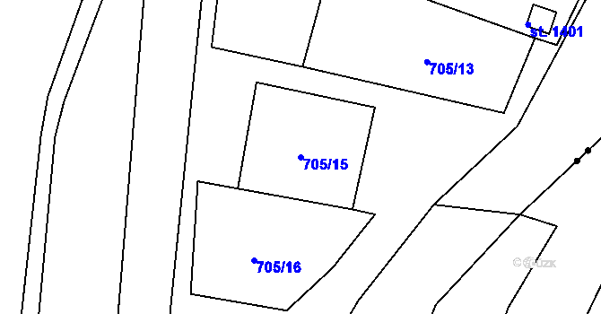 Parcela st. 705/15 v KÚ Broumov, Katastrální mapa