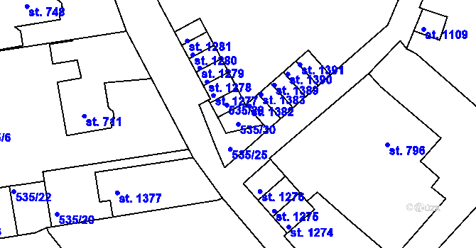 Parcela st. 535/30 v KÚ Broumov, Katastrální mapa